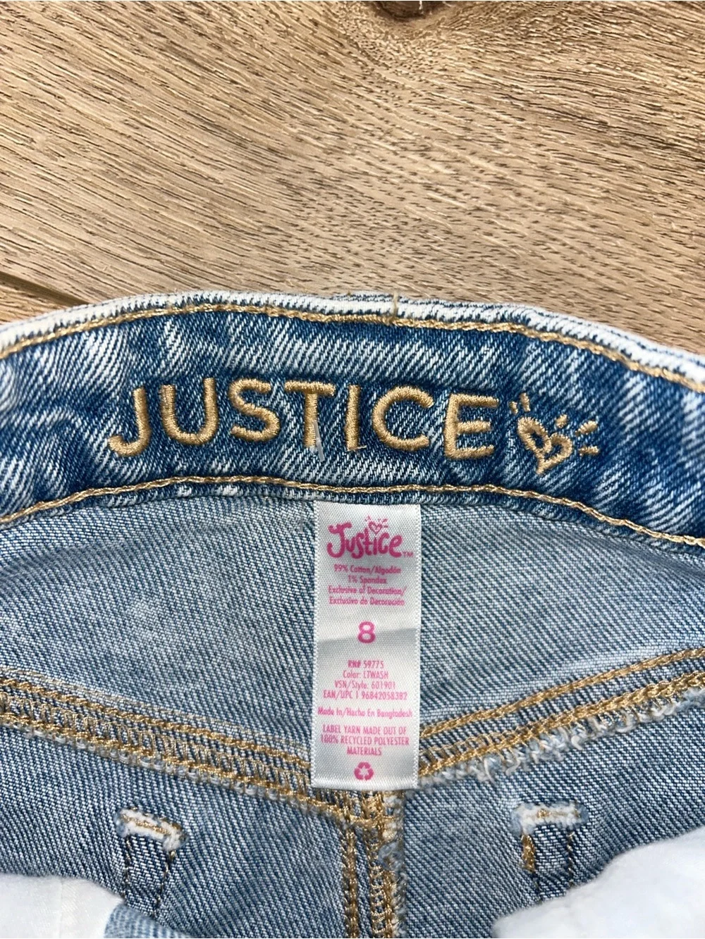 Justice Light Blue Distressed Denim Shorts 8